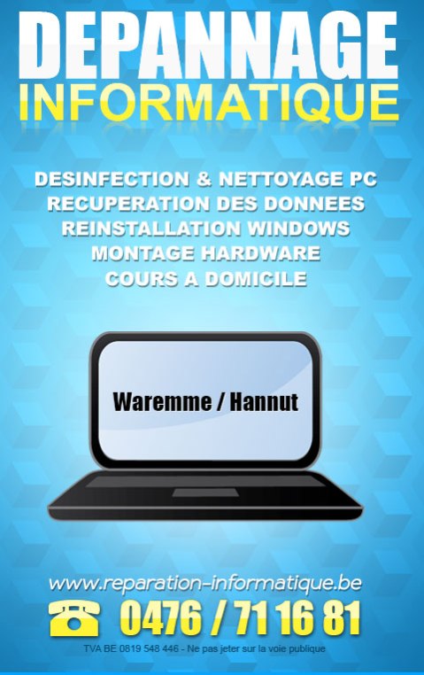 Dépannage ordinateur Waremme - Hannut (province de Liège)
